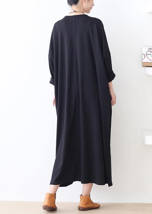 Italian pockets o neck clothes For Women Work Outfits black robes Dresses - bagstylebliss