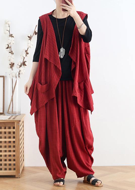 Italian v neck asymmetric linen summer shirts Outfits red shirt - bagstylebliss