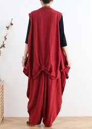 Italian v neck asymmetric linen summer shirts Outfits red shirt - bagstylebliss