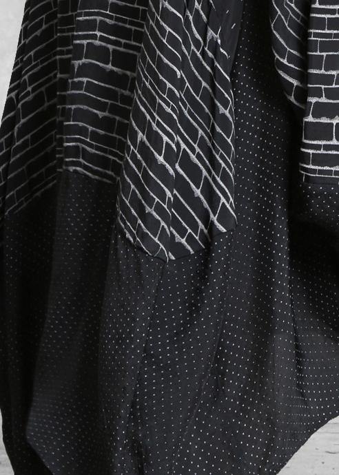Italian v neck patchwork summer dresses Work black print Dress - bagstylebliss
