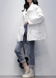 Italian white patchwork tulle Plus Size tunic coat Photography stand collar coat - bagstylebliss