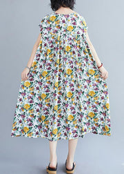 Italian yellow print pattern o neck pockets long summer Dresses - bagstylebliss