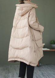 Khaki Casual Duck Down Daunenjacke mit Kapuze Winter