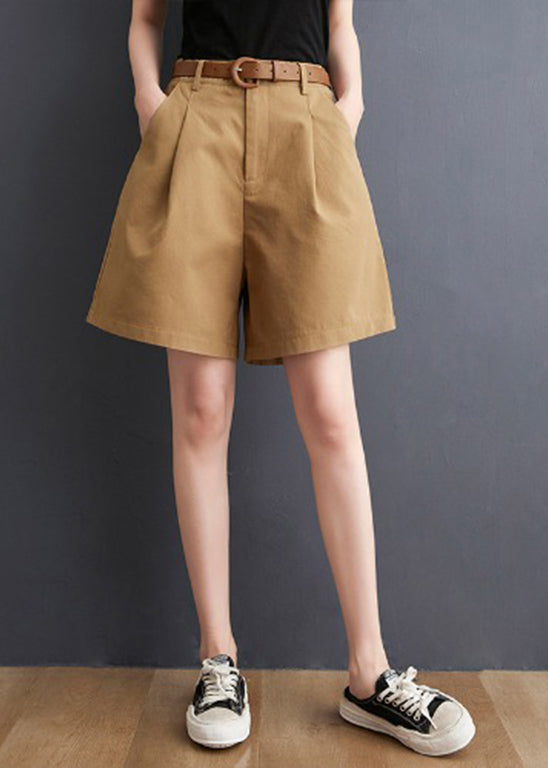 Khaki High Waist Hot Pants Sashes Summer