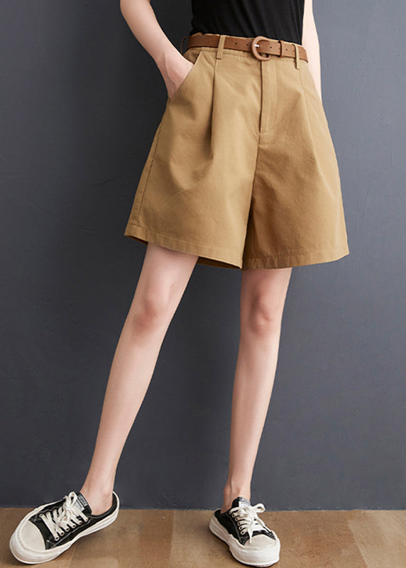 Khaki High Waist Hot Pants Sashes Summer