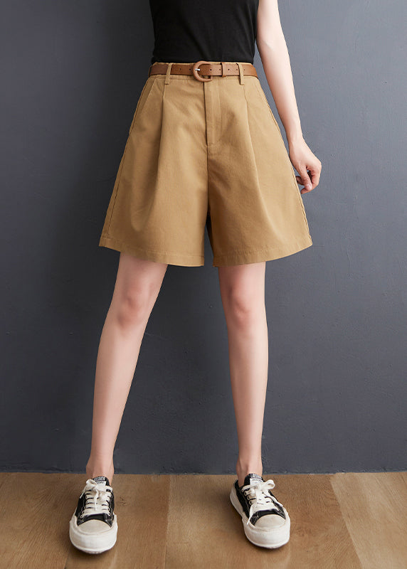 Khaki High Waist Hot Pants Sashes Summer