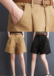 Khaki High Waist Hot Pants Sashes Summer