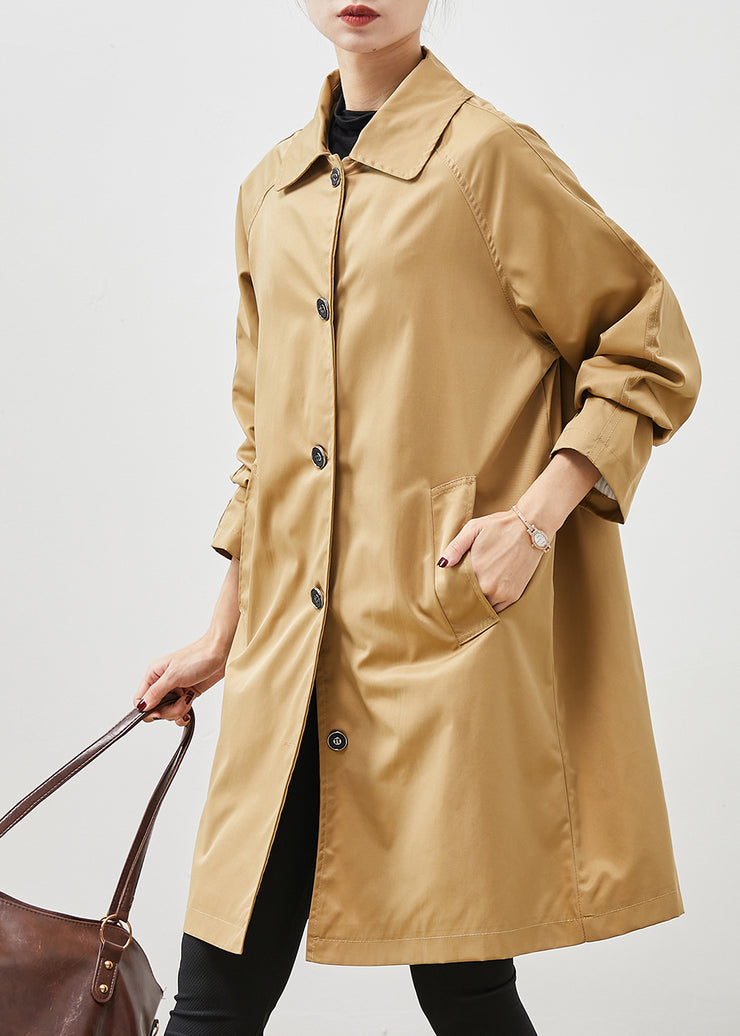 Khaki Pockets Cotton Coat Outwear Oversized Spring