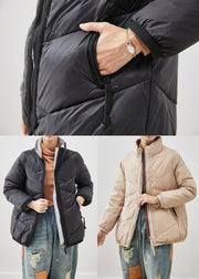 Khaki Warm Duck Down Winter Coats Zip Up Winter