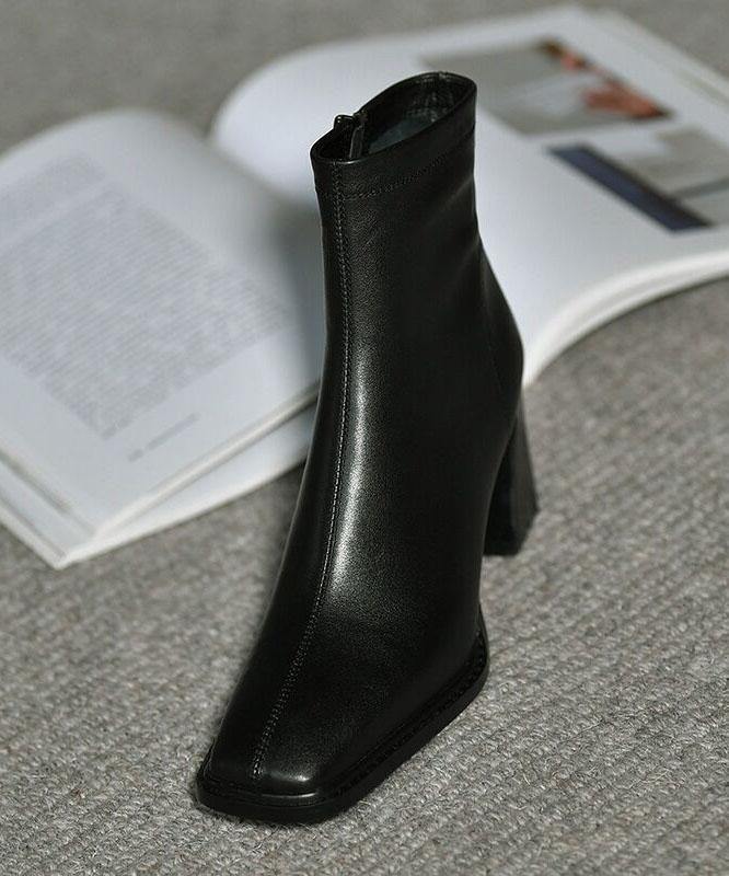 Khaki zippered Faux Leather Boots High Heels - bagstylebliss