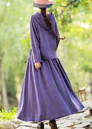 Knitted Skirt New Long Sleeve Knitted Sweater Purple Suit For Women - bagstylebliss