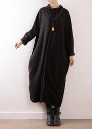 Knitted black Sweater dresses Classy high neck Hipster fall knit dress - bagstylebliss