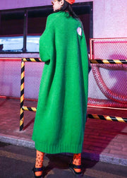 Knitted o neck Hole Sweater weather Design green daily knit dress - bagstylebliss