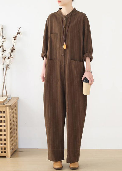 Korean brown style loose plus size women's casual all-match overalls - bagstylebliss