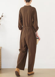 Korean brown style loose plus size women's casual all-match overalls - bagstylebliss
