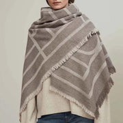Ladies new khaki geometric big scarf autumn and winter thickening double-sided dual-use - bagstylebliss