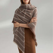 Ladies new khaki geometric big scarf autumn and winter thickening double-sided dual-use - bagstylebliss