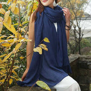 Large size navy scarf women's bib Korean style wild long shawl - bagstylebliss