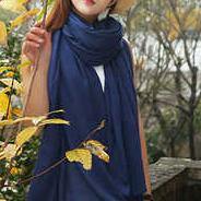 Large size navy scarf women&