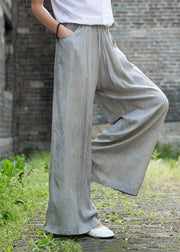 Light Grey Cotton Wide Leg Pants High Waist Draping Fall