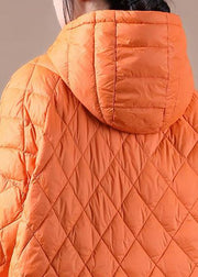 Literary Orange Half-open Pocket Hooded Pullover Short Overcoat - bagstylebliss