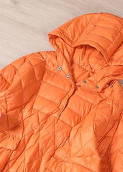 Literary Orange Half-open Pocket Hooded Pullover Short Overcoat - bagstylebliss
