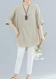 Loose Batwing Sleeve cotton Blouse Inspiration nude shirts summer - bagstylebliss