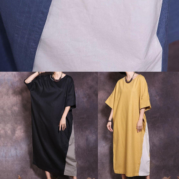 Loose Batwing Sleeve cotton Tunics Wardrobes blackish green loose Dresses summer - bagstylebliss