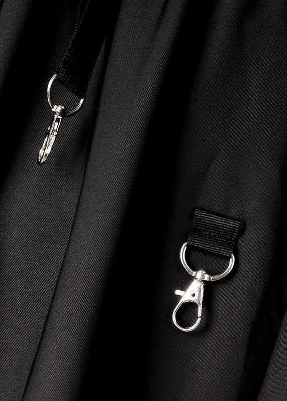 Loose Black Cinched Summer Asymmetrical Design Cotton Skirt - bagstylebliss