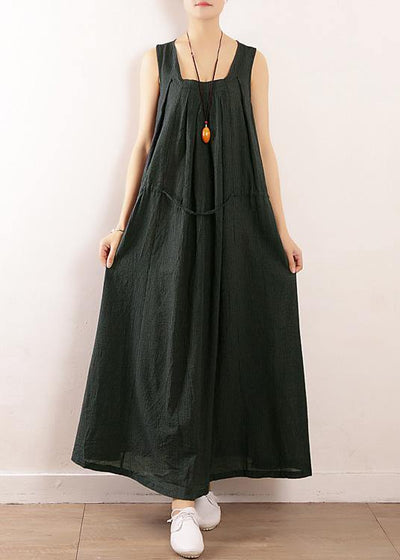 Loose Black Party Dress Summer Sleeveless Linen Dress - bagstylebliss