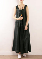 Loose Black Party Dress Summer Sleeveless Linen Dress - bagstylebliss