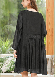 Loose Black Patchwork Chiffon Summer Dress - bagstylebliss