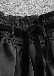 Loose Black PatchworkRuffled Asymmetrical design Skirts - bagstylebliss