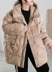 Loose Black wrinkled Pockets drawstring Duck Down Down Jacket Winter