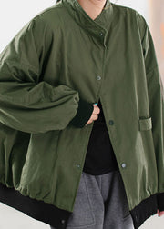 Loose Green Button Warm Fleece Coats Winter