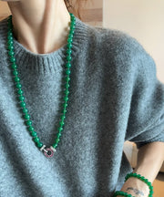 Loose Green Zircon Beading Chalcedony Graduated Bead Necklace