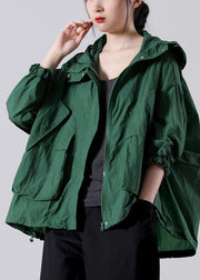 Loose Green zippered UPF 50+ Coat Jacket Hooded Coat Summer - bagstylebliss