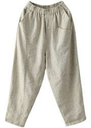 Loose Light Green Pockets Summer Pants Linen - bagstylebliss