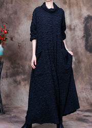 Loose Navy Turtle Neck  Maxi Dresses Spring