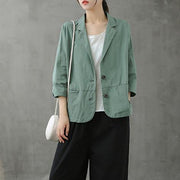 Loose Notched Button Down fall top Inspiration green blouses - bagstylebliss