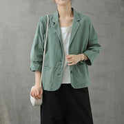 Loose Notched Button Down fall top Inspiration green blouses - bagstylebliss