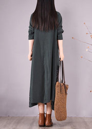 Loose O Neck Pockets Spring Clothes Design Blackish Green Patchwork Print Dresses - bagstylebliss