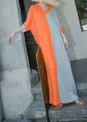 Loose Orange Summer Caftan Plus Size Dress - bagstylebliss