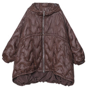 Loose Red Hooded drawstring Duck Down Winter down coat