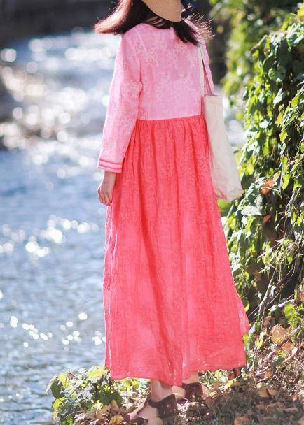 Loose Rose Embroidery Clothes O Neck Patchwork Kaftan Summer Dress - bagstylebliss