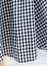 Loose Spaghetti Strap cotton Long Fashion black white Plaid Dresses Summer