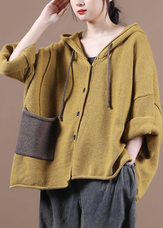 Loose Yellow Button Sweater Coat - bagstylebliss