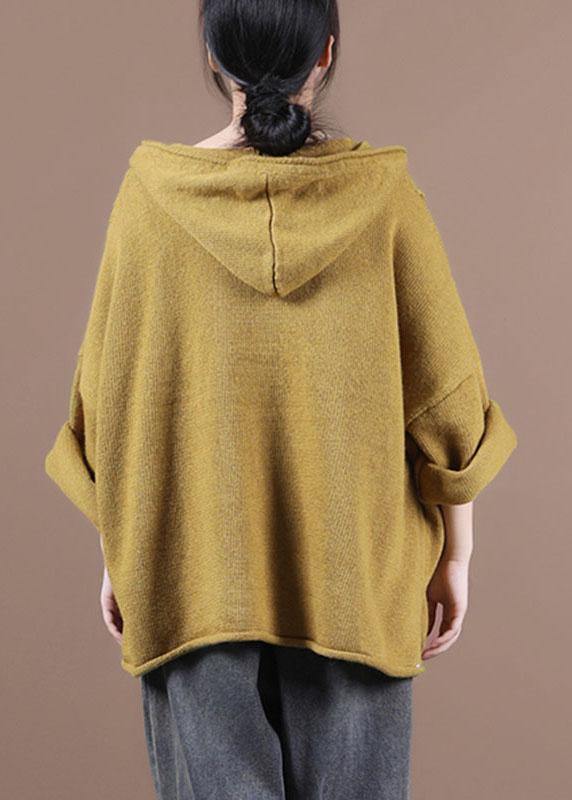 Loose Yellow Button Sweater Coat - bagstylebliss