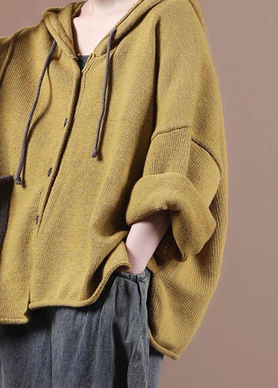 Loose Yellow Button Sweater Coat - bagstylebliss