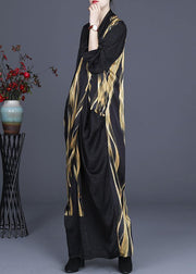 Luxy Black Cross Neck Draping Dress Gown Asymmetric Long Dress - bagstylebliss